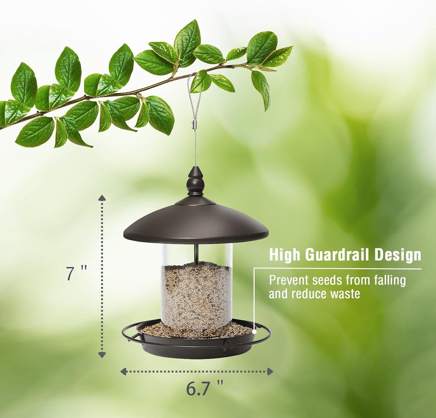 Metal Roof Bird Feeder - Chew Proof for Outdoor Hanging Wild Bird Seeds. Bronze (Color: 1.7lb)