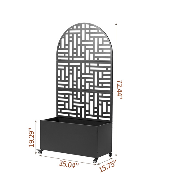 Metal Garden Bed with Trellis, 70 Inch Height Metal Planter Box with Trellis, Garden Box for Climbing Plants Vegetable, Metal Garden Bed with Drainage (Title: default title)
