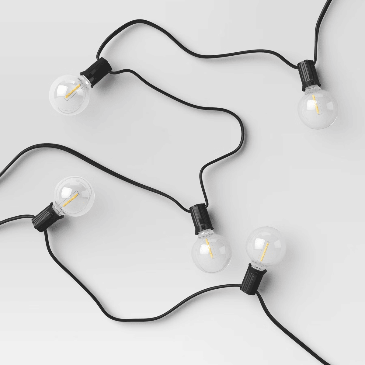 20 LED Outdoor Globe String Lights, Waterproof Patio Decor Lights (Color: Black)