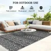 Reversible Outdoor Rug, Waterproof Plastic Straw with Carry Bag, 6' x 9', Black & Gray Geometric Wall