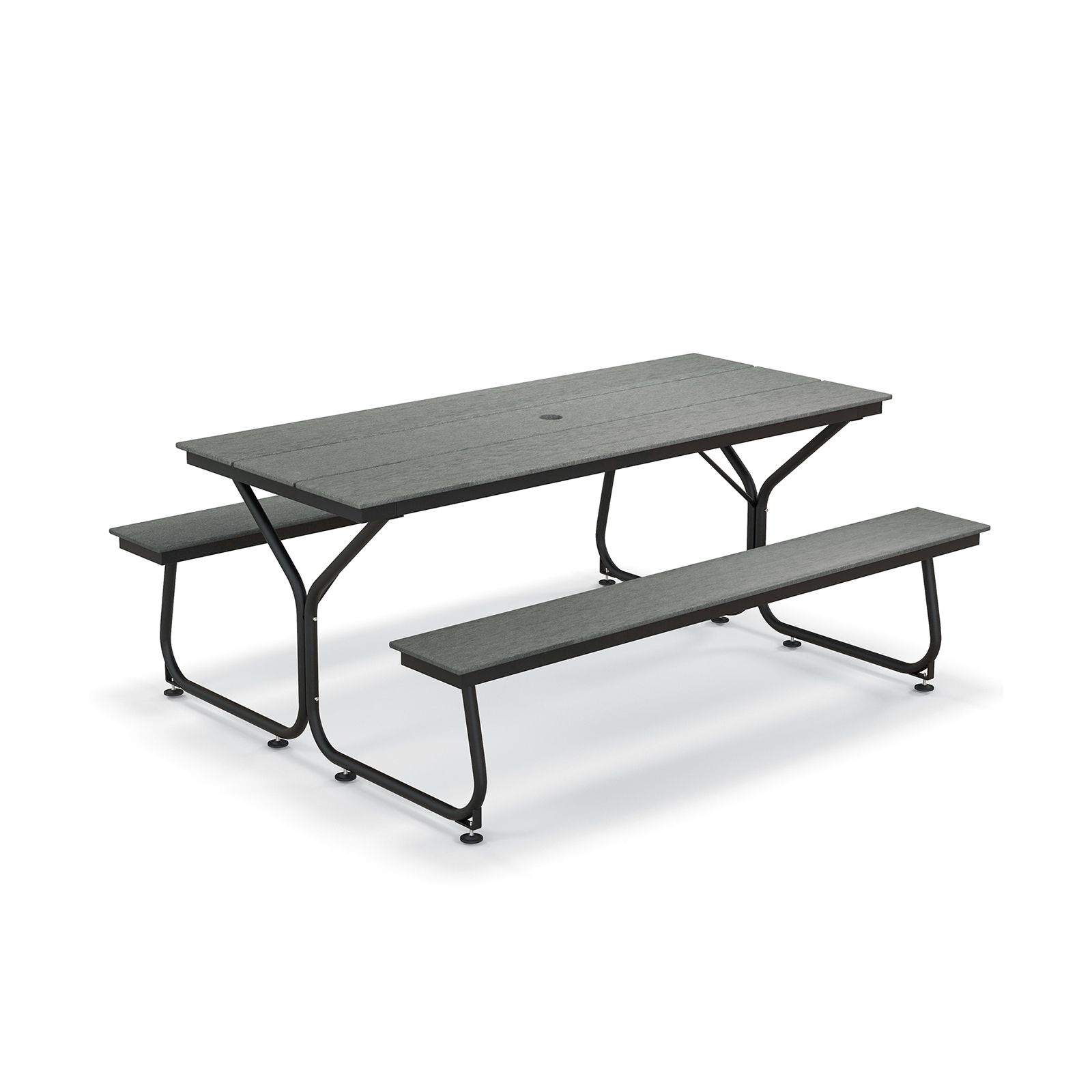 6 Feet Outdoor Picnic Table Bench Set for 6-8 People (Color: Gray+Black)