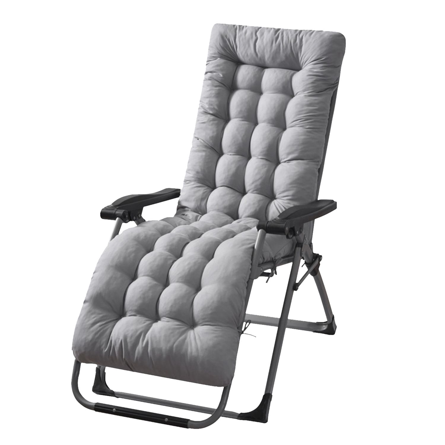 71x22in Plus Type Chaise Lounger Cushion Recliner Rocking Chair Sofa Mat Deck Chair Cushion for Outdoor Patio Garden (Type: Plus-Grey)
