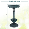 Bronze Standing Pedestal Birdbath and Feeder Combo with Solar Powered Lamp