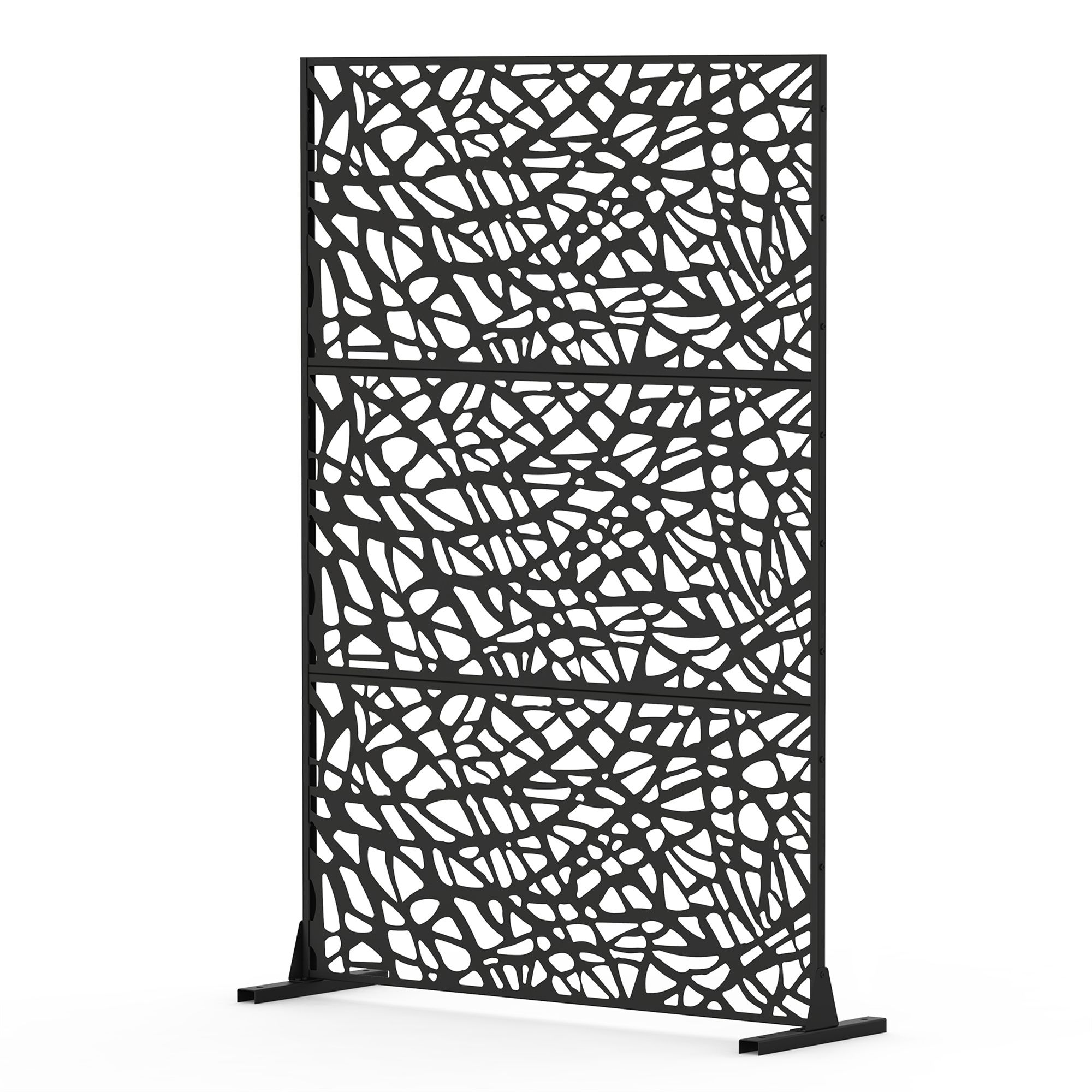Metal Privacy Screens and Panels with Free Standing, Freestanding Outdoor Indoor Privacy Screen, Decorative Privacy Screen for Balcony Patio Garden (Color: as Pic)