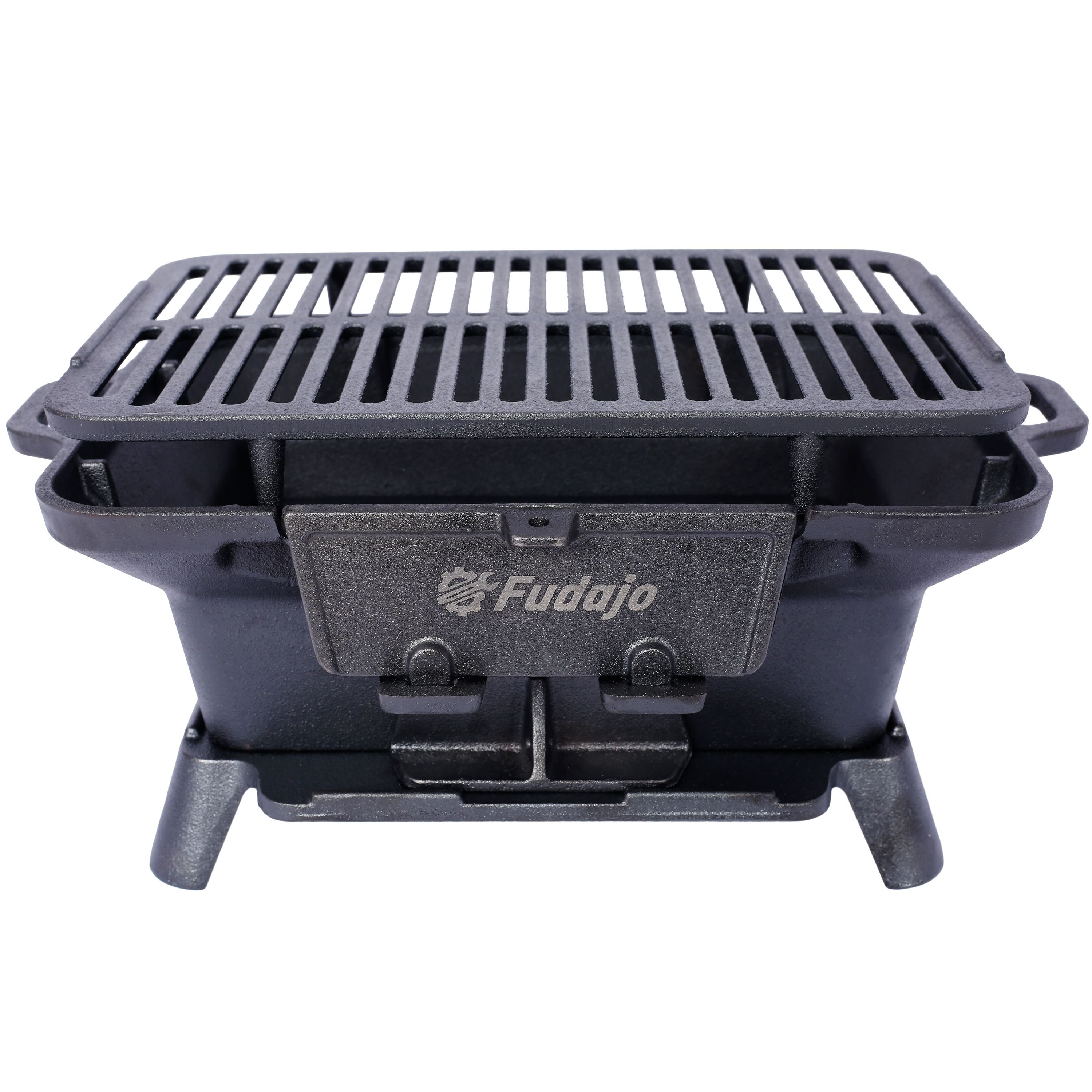 Oval Cast Iron Grill Outdoor, Portable Charcoal Grill and Tabletop Cast Iron Skillet - 100% Cast Iron, Enameled, Durable, Small Charcoal Grill, Campin (Color: as Pic)