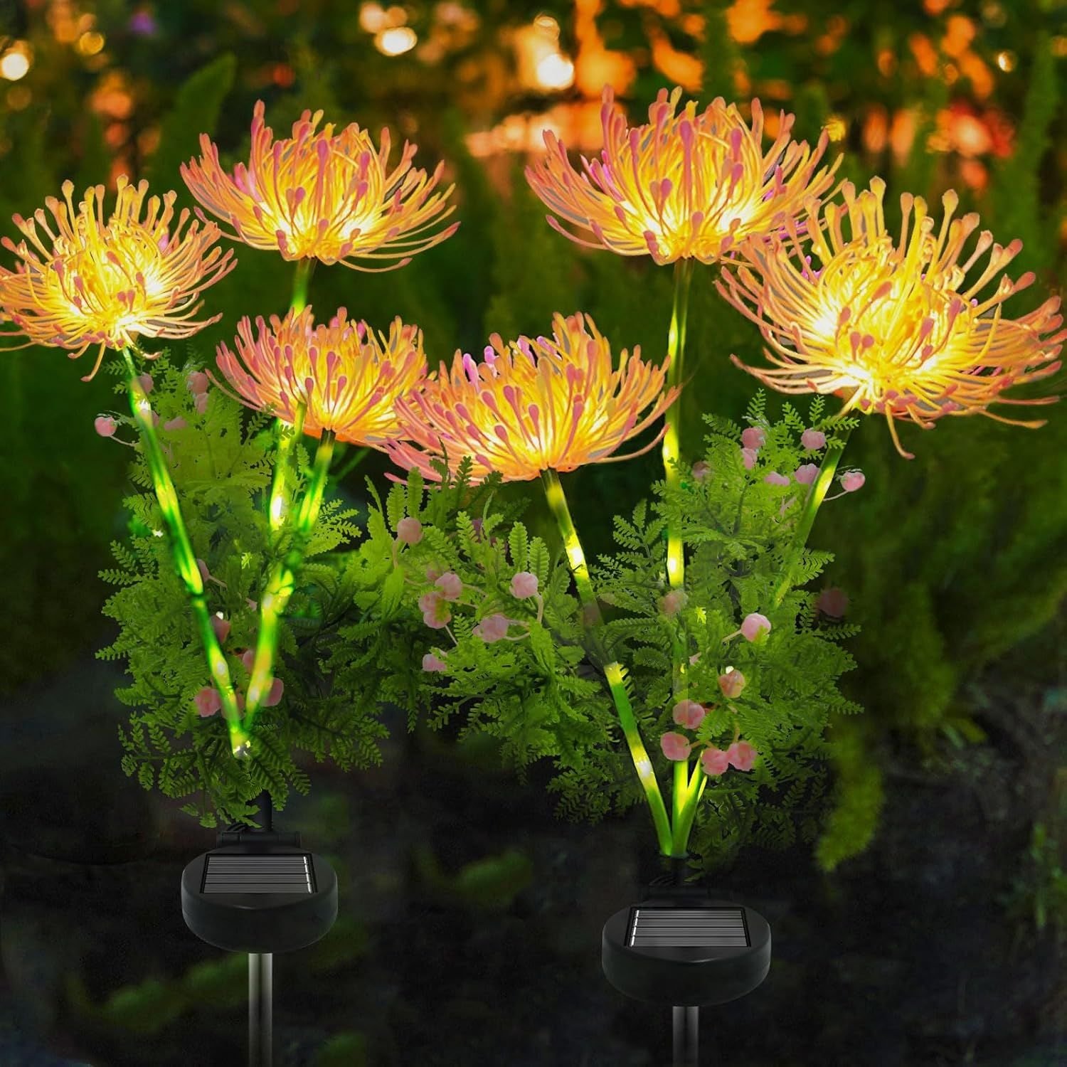 4 Pack Solar Garden Lights Outdoor, Solar Flower Lights for Yard with Lighting Modes, Glowing Flowers & Stems, Auto ON/Off Outdoor Light for Garden De (Quantity: 4pcs)