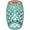 12" Patio Round Side Table, Outdoor Footstool, Garden Mosaic Accent Side Table, Plant Stand, Blue