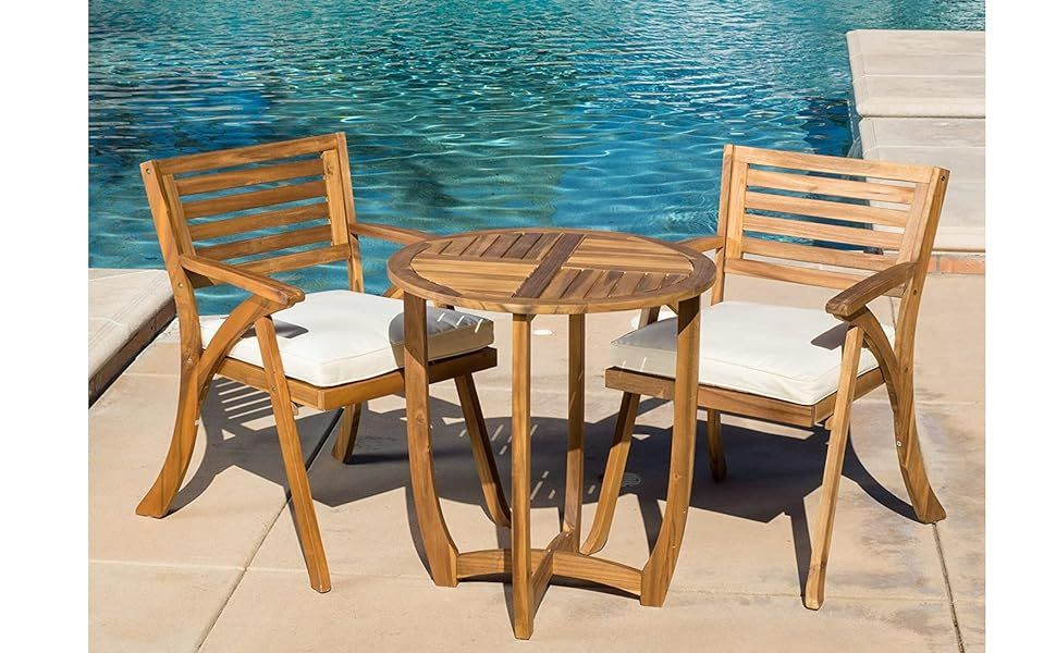 Outdoor HERMOSA KD WOOD DINING SET with Cushions (Color: as Pic)