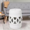 16.75 inch/17 inch/17.25 inch/17.75inch Drum Stool Ceramic Side Table Hollow White Cutwork Traditional Garden Stool Hollow Outdoor Side Table