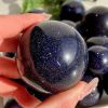 Stunning Blue Golden Sandstone Crystal Ball - Polished Meditation Sphere for Home Decor, Garden Decoration, Perfect Gift for Christmas, Valentine's Da