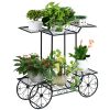6-Tier Garden Cart Flower Rack Display Decor Pot Plant Holder