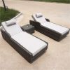 Direct Wicker Outdoor Patio Adjustable Backrest Rattan Chaise Lounge Set with Cushions