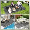 Reversible Outdoor Rug, Waterproof Plastic Straw with Carry Bag, 6' x 9', Black & Gray Geometric Wall