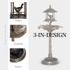 3-in-1 Garden Bird Bath Bowl Pedestal with Bird Feeder, Large Water Basin, Underneath Flower Planter, Bronze
