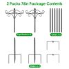 2 Packs Heavy Duty Double Shepherds Hook Bird Feeder Pole Garden Hanging Holder with 4 Adjustable Height 5 Prong Base for Bird Feeder Garden Plant Lan